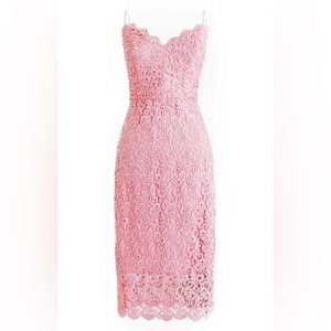 J. CREW Guipure Lace Spaghetti Strap Pink Dress